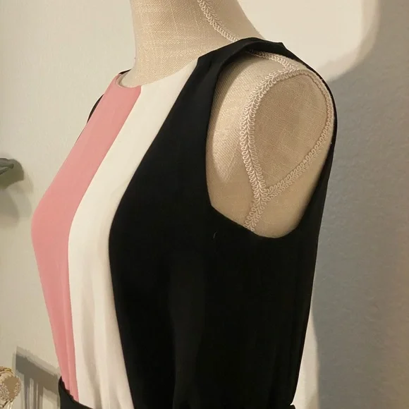Kate Spade Black and Pink Sleeveless Color Block Dress with Belt - Picture 4 of 12